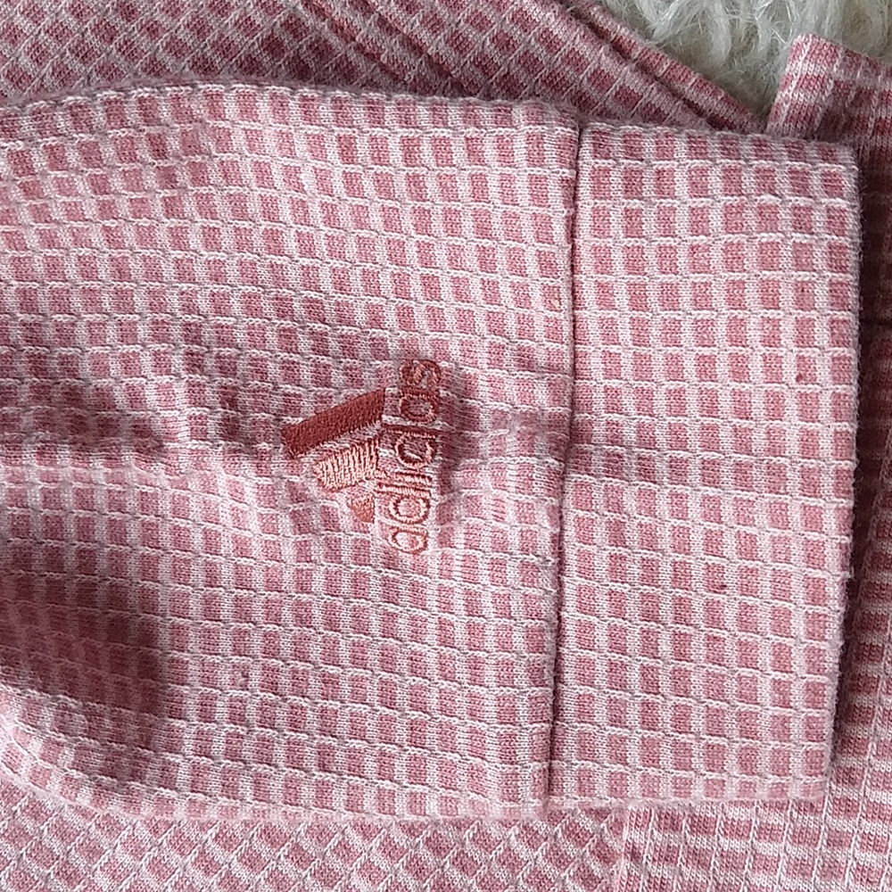 Adidas Waffle Knit Hooded Cropped Long Sleeve Pullover Pink Top Shirt New SAMPLE - Picture 5 of 7